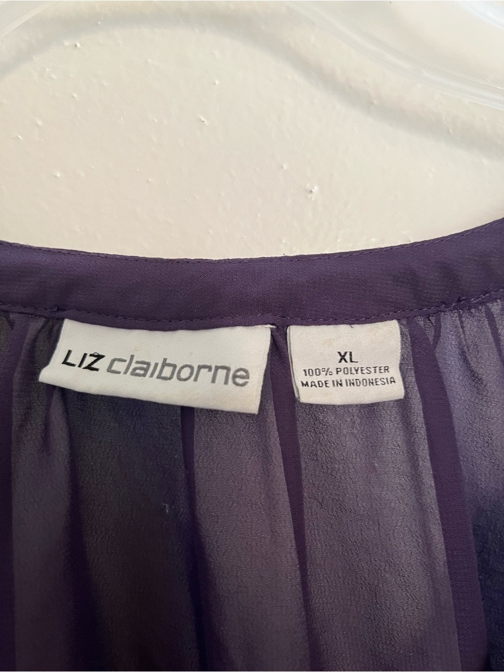 Liz Claiborne Jewel-Embellished Deep Purple Chiffon Blouse - Picture 3 of 6